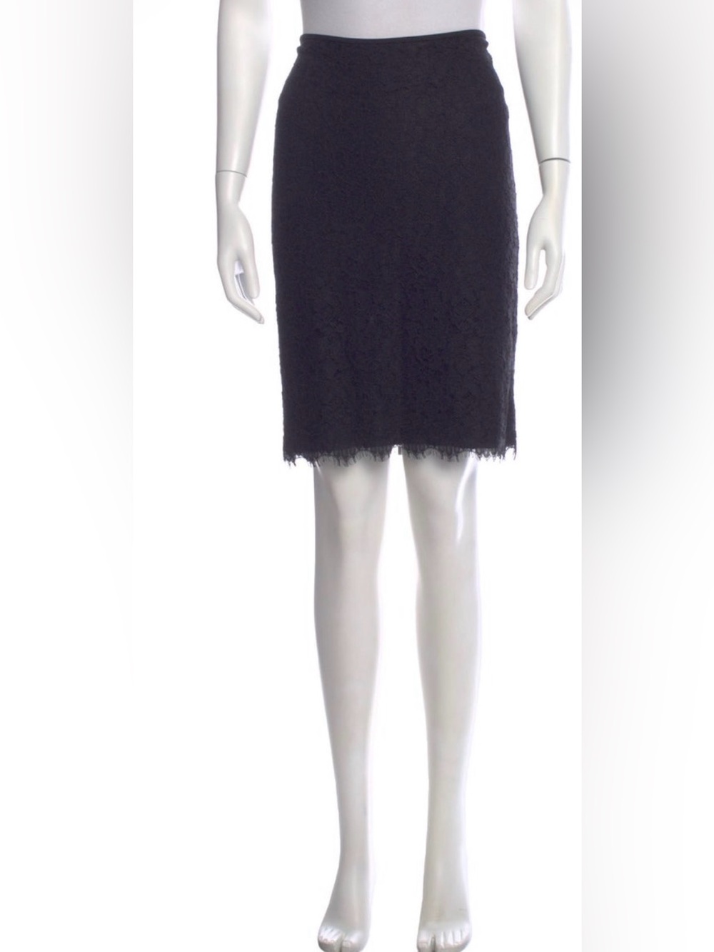 Diane Von Furstenberg Navy Lace Pencil Skirt